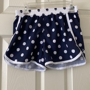 Preown old navy girls active shorts blue white dots size 10/12